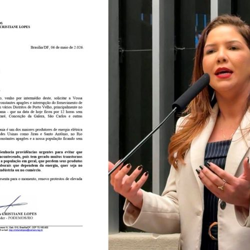 Deputada Federal Cristiane Lopes cobra providências da Energisa após constantes apagões em Rondônia