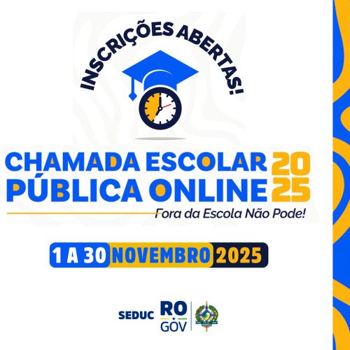 Governo de Rondônia inicia Chamada Escolar Pública Online 2025 para estudantes fora da escola