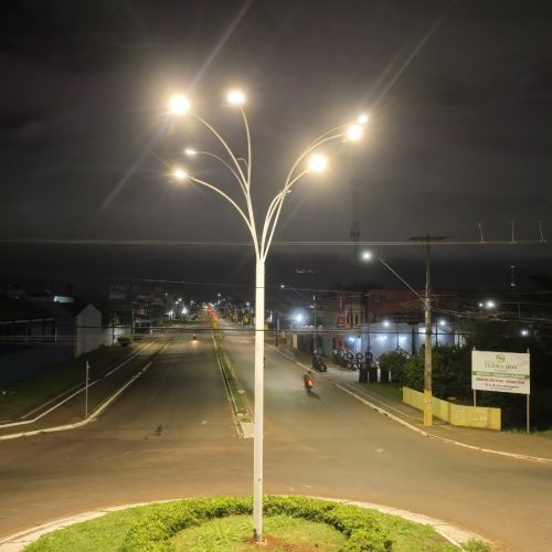 Instalado novo sistema de iluminação em rotatória da zona Leste de Porto Velho