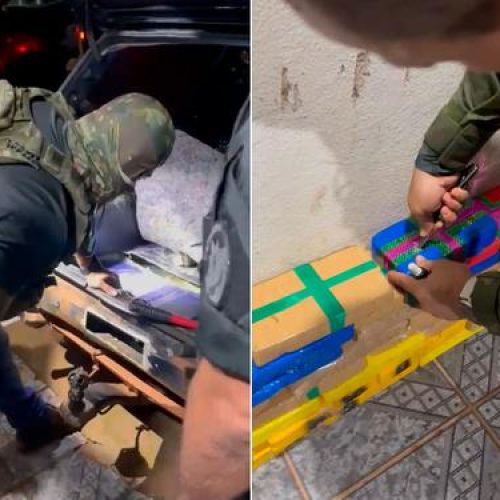 PM apreende quase 80 kg de drogas em fundo falso de veículo em Guajará-Mirim